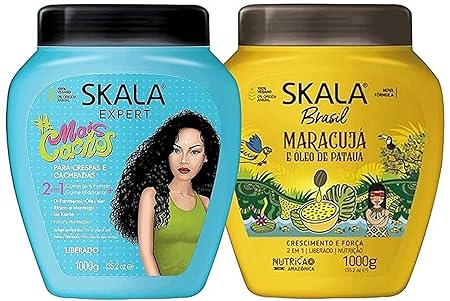 2 Pack SKALA Hair Care Set: Expert Mais Cachos 2-in-1 Conditioning Treatment Cream + Brasil Passion Fruit & Pataua Oil -