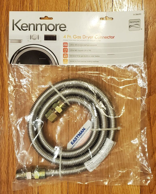 KENMORE 26 58690 Gas Dryer Connector 4 ft 0.5 inch Stainless Steel NEW Sealed
